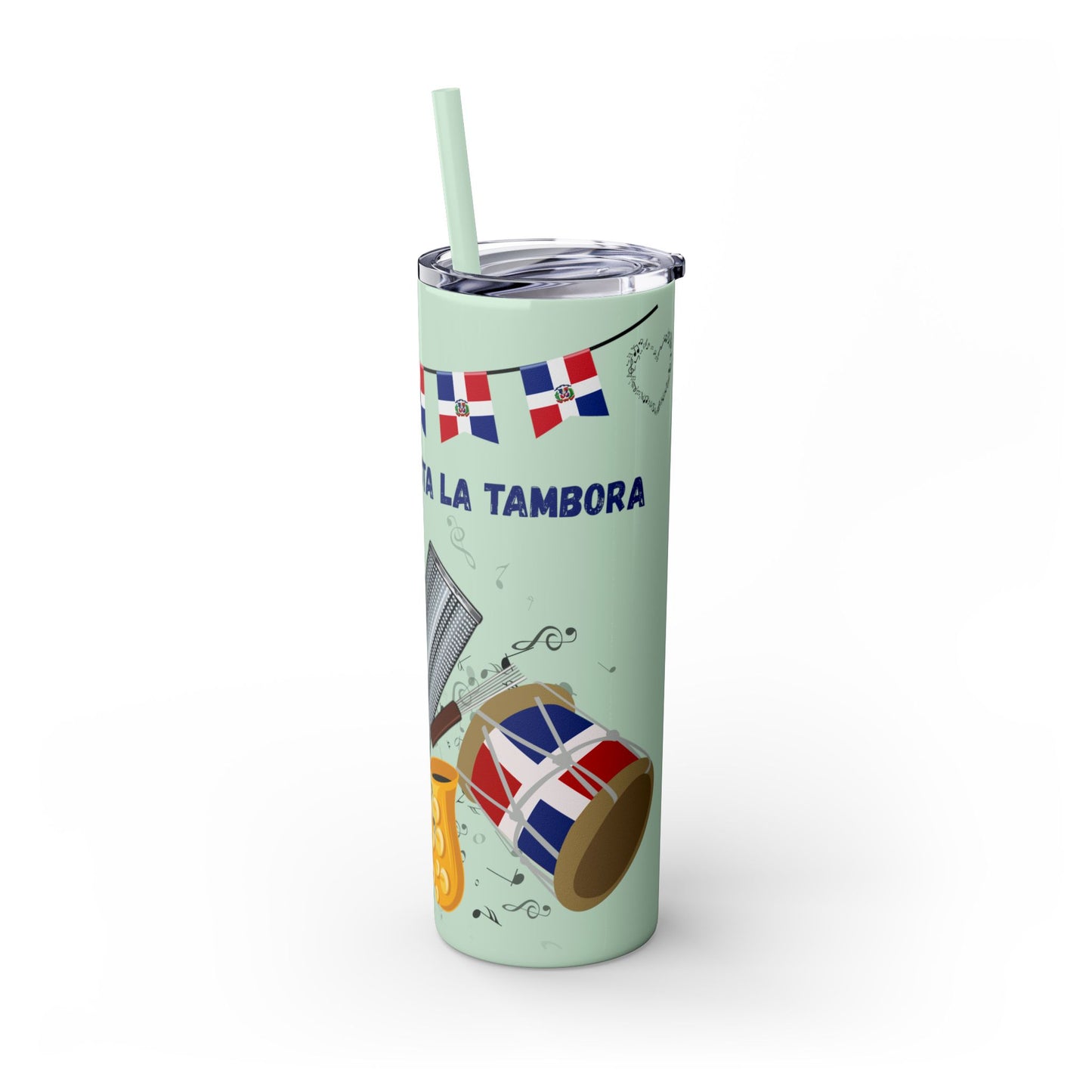 Dominican Fiesta Skinny Tumbler with Straw, 20oz - Perfect for Celebrations!