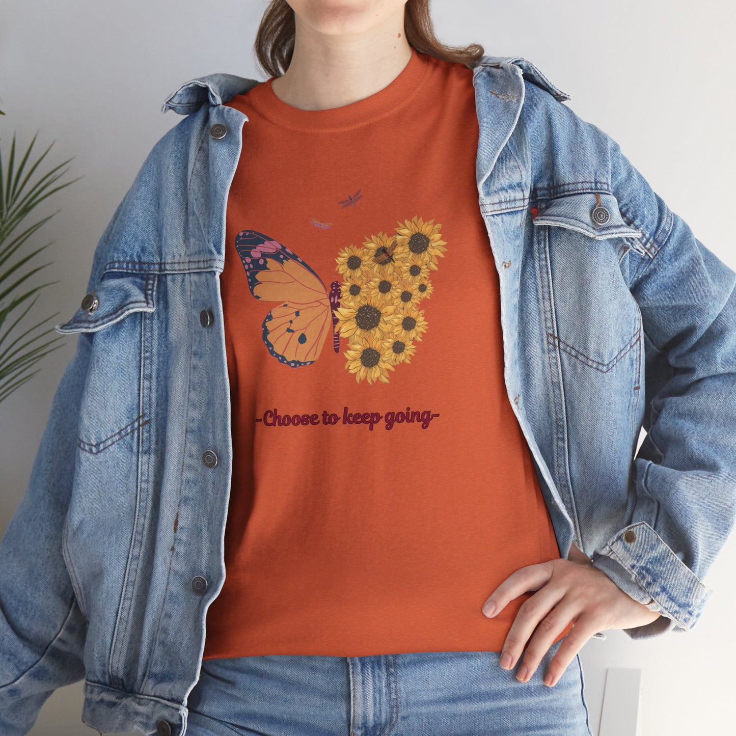 Choose to Keep Going Butterfly & Sunflower Shirt