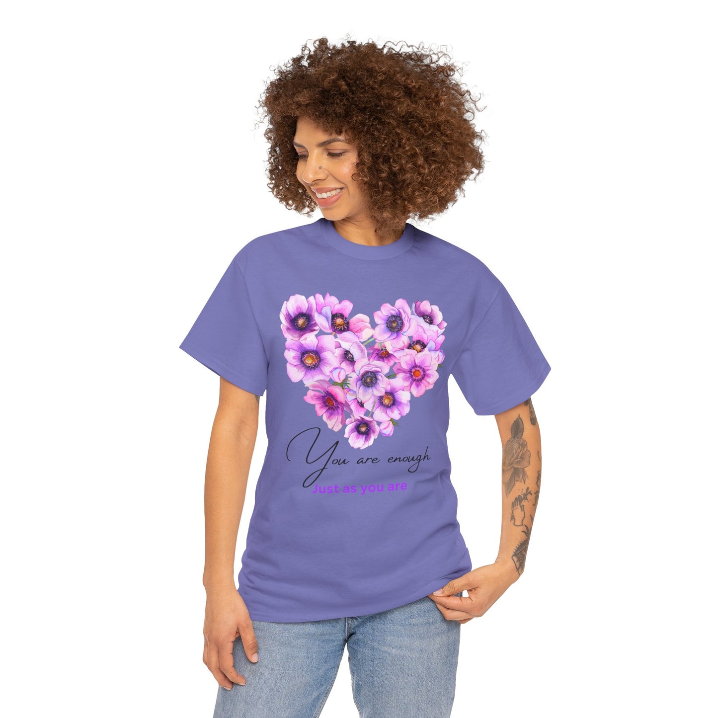 You Are Enough Floral Heart Shirt
