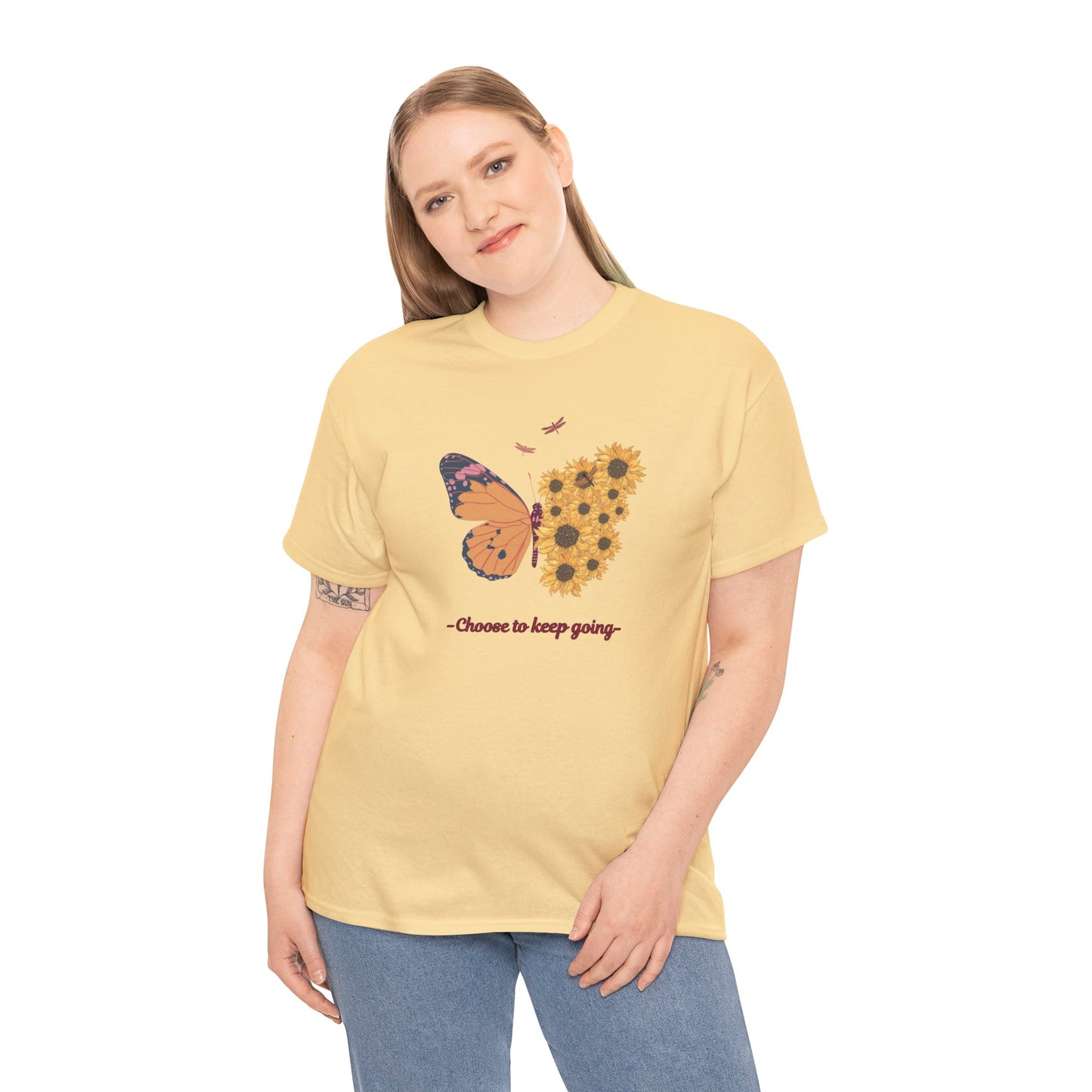 Choose to Keep Going Butterfly & Sunflower Shirt