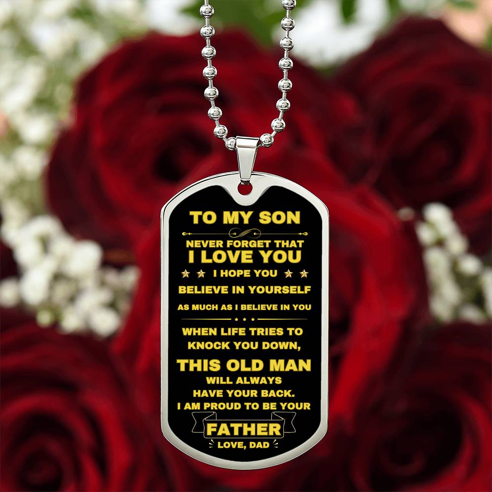 To My Son Dog Tag Necklace