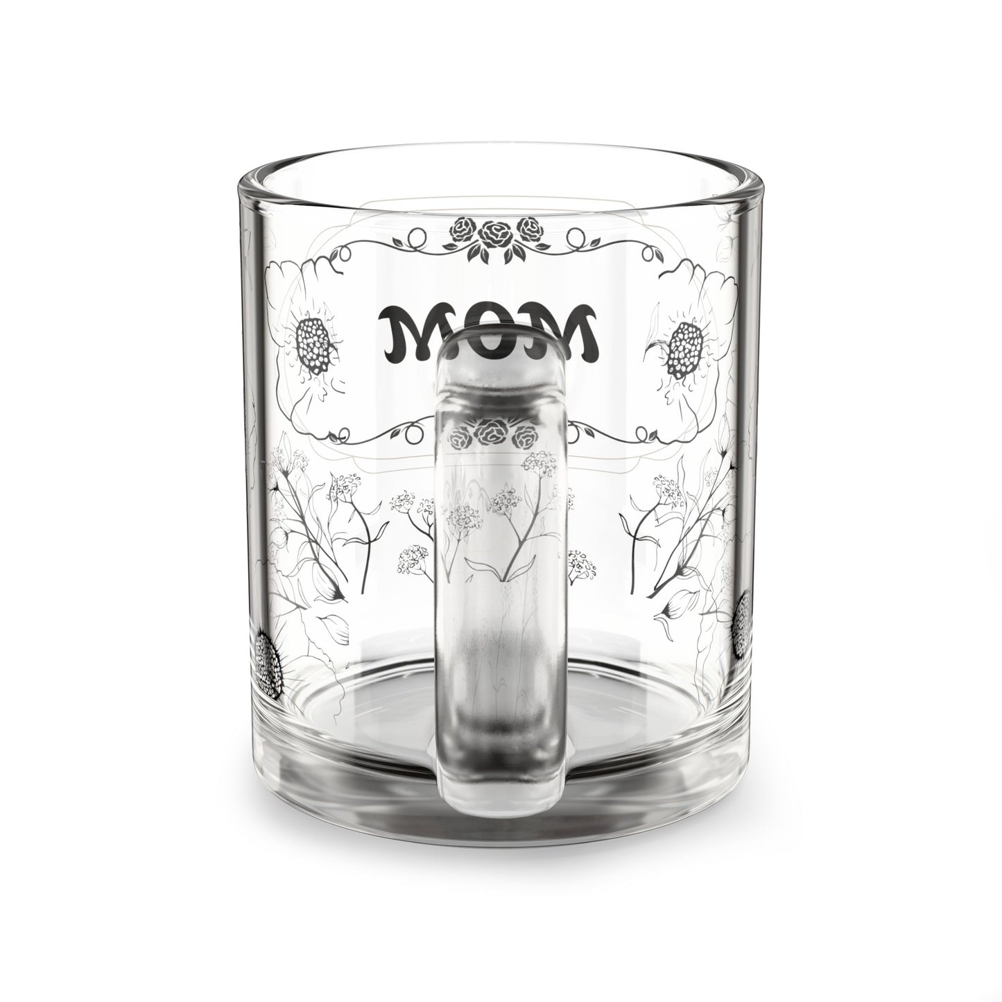 Elegant Floral Glass Mug for Mom - 10oz - Perfect Gift for Mother's Day