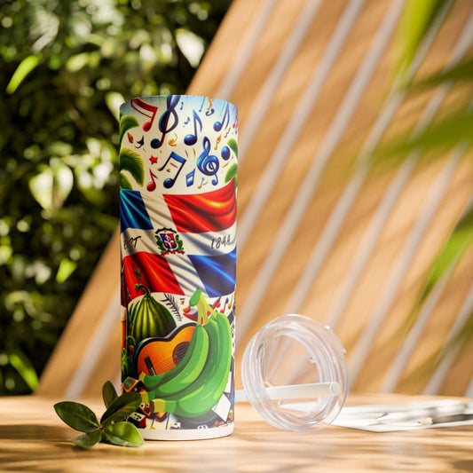 Vibrant Music-Themed Skinny Tumbler with Straw – 20oz