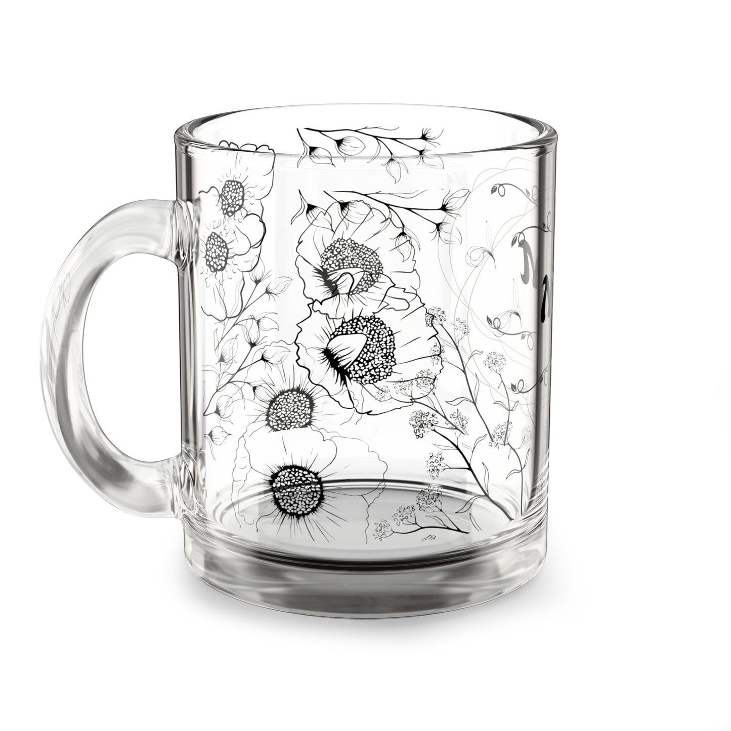 Elegant Floral Glass Mug for Mom - 10oz - Perfect Gift for Mother's Day