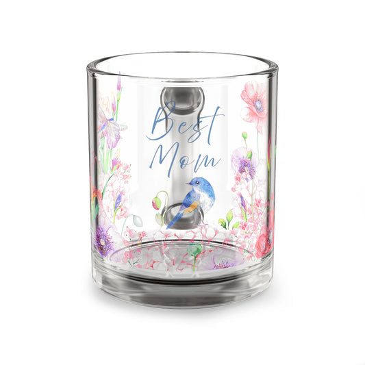 Best Mom Floral Glass Mug - 10oz, Perfect Gift for Mother's Day & Special Occasions