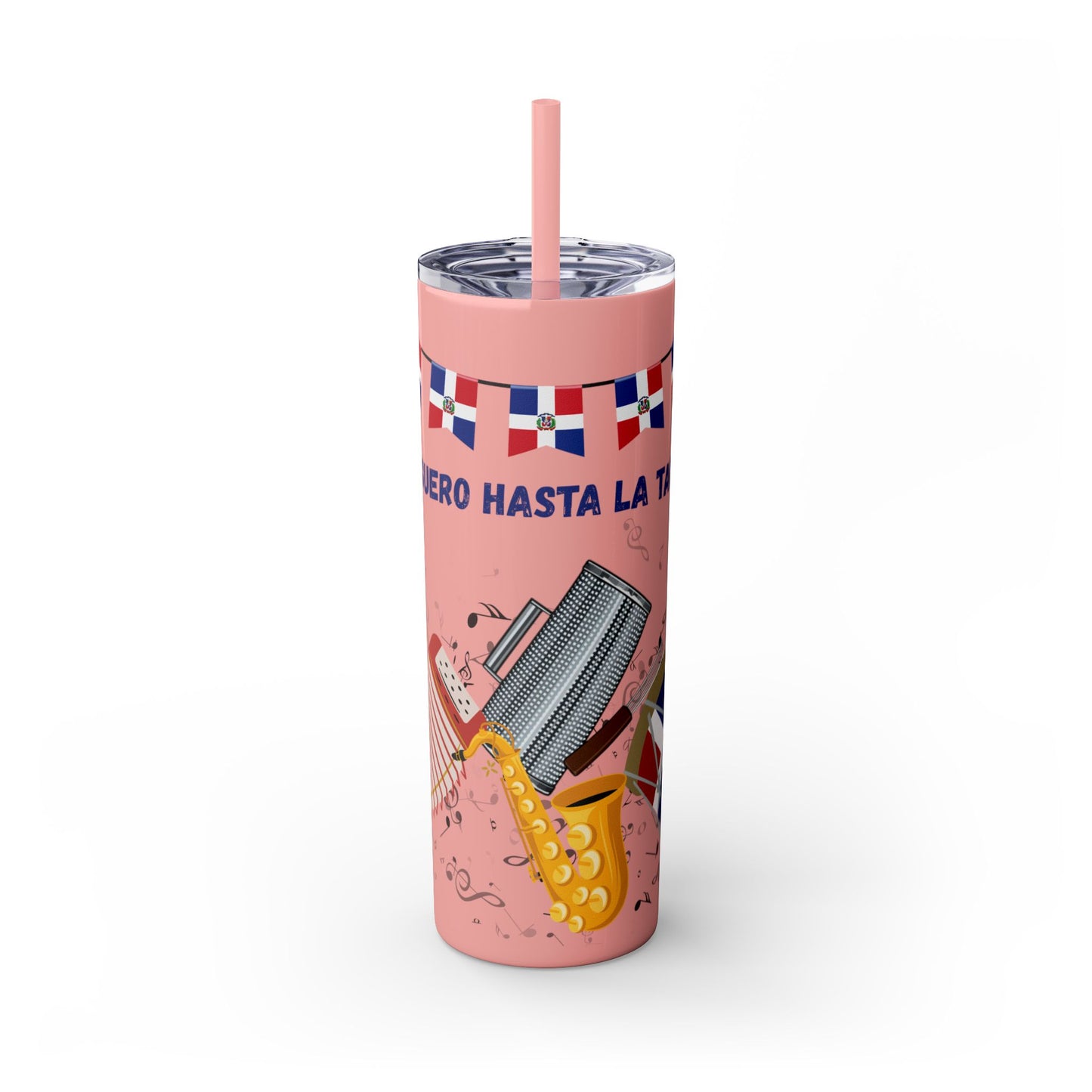 Dominican Fiesta Skinny Tumbler with Straw, 20oz - Perfect for Celebrations!