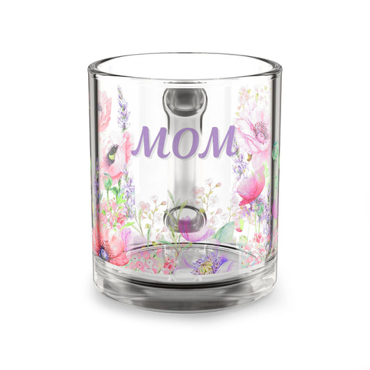 Personalized Floral Mom Glass Mug - 10oz, Perfect Gift for Mother’s Day