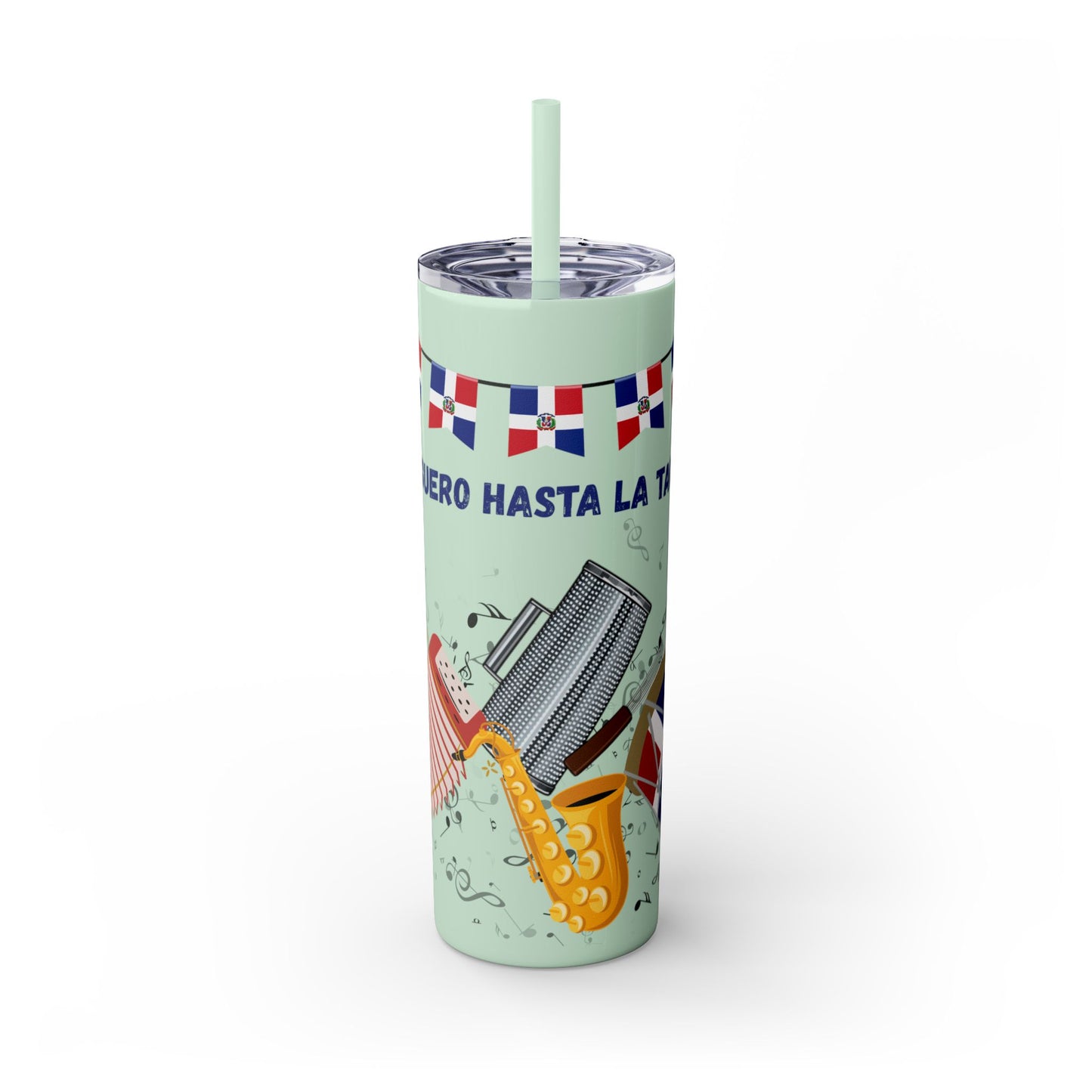 Dominican Fiesta Skinny Tumbler with Straw, 20oz - Perfect for Celebrations!