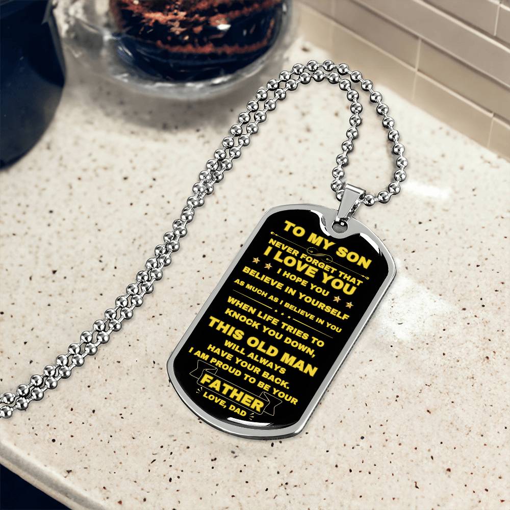 To My Son Dog Tag Necklace