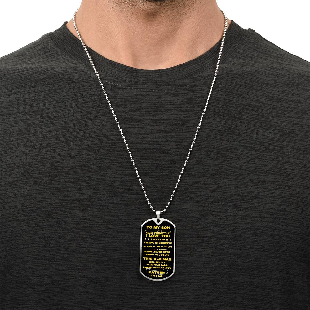 To My Son Dog Tag Necklace