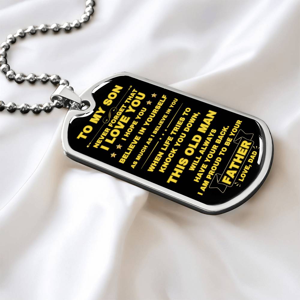 To My Son Dog Tag Necklace