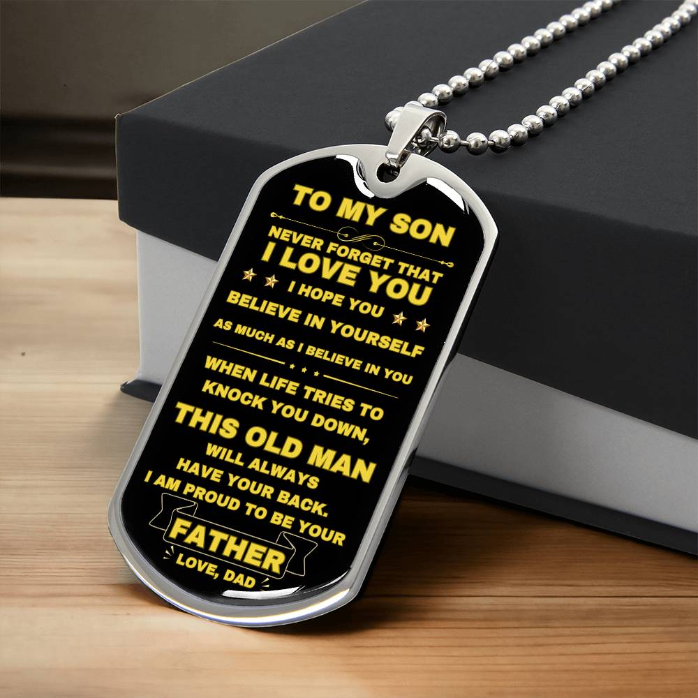 To My Son Dog Tag Necklace