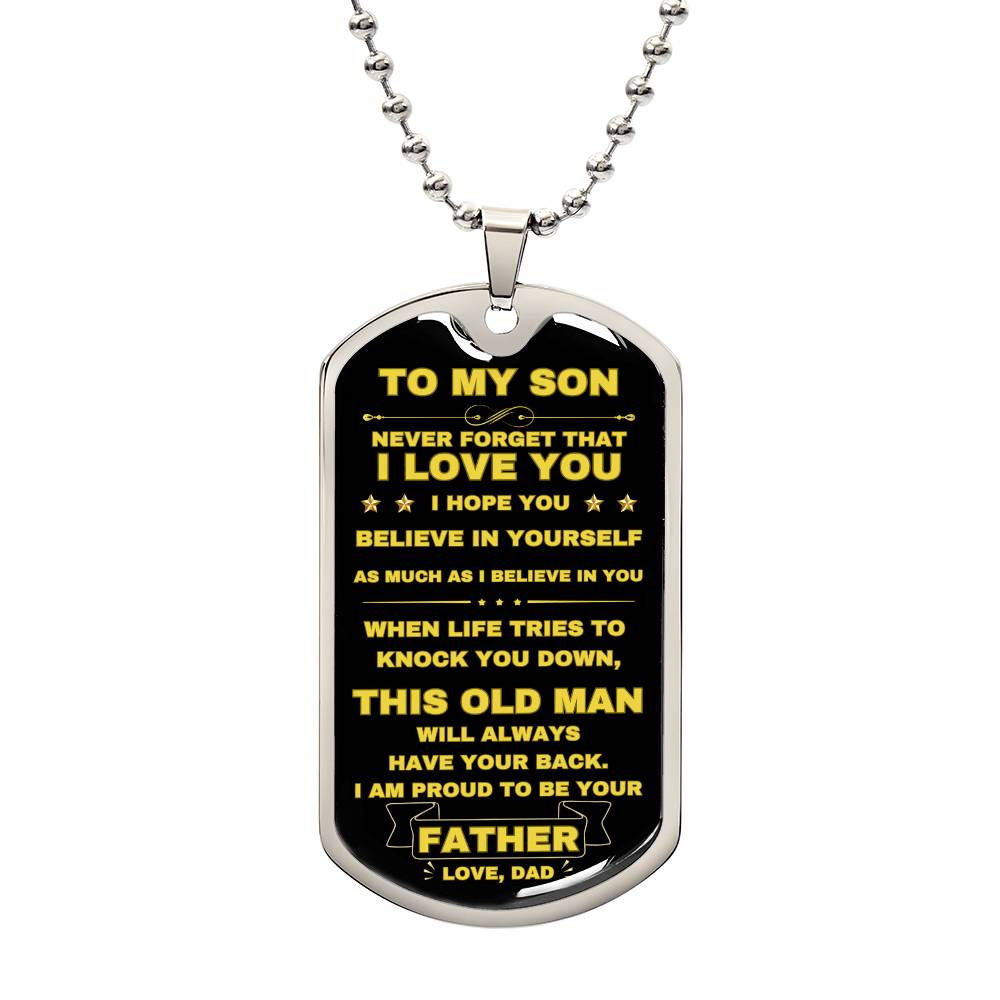 To My Son Dog Tag Necklace