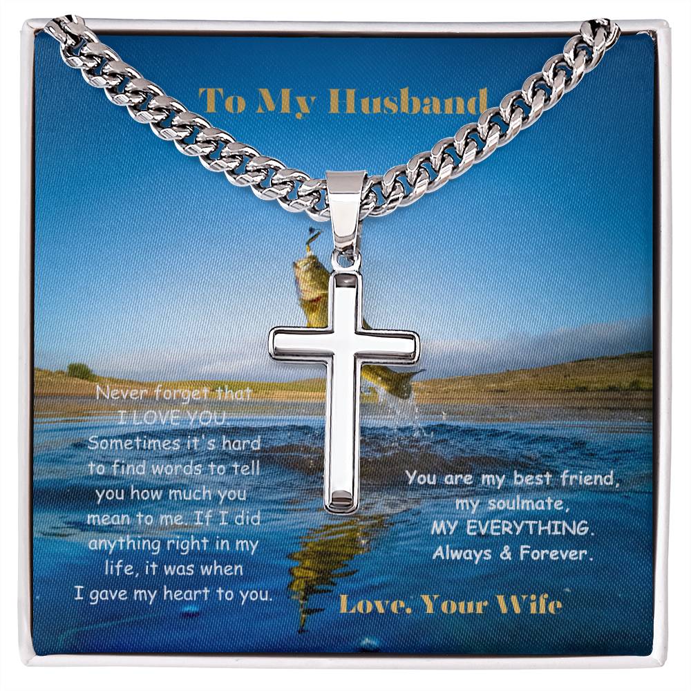 To My Husband Cross Necklace