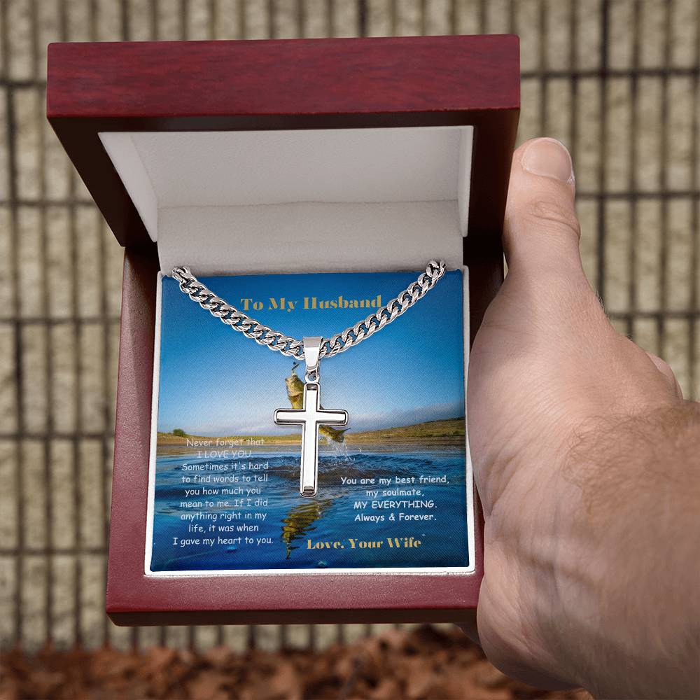 To My Husband Cross Necklace