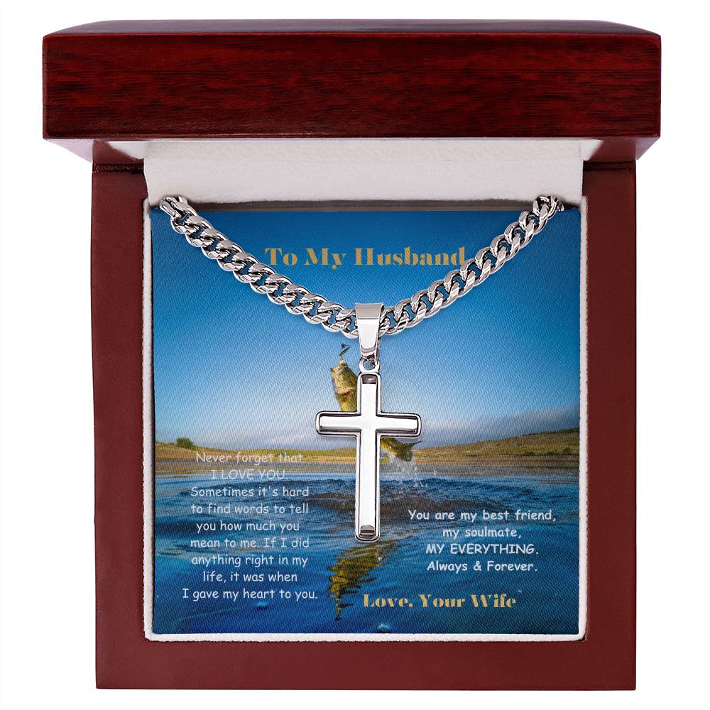 To My Husband Cross Necklace